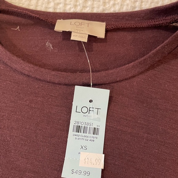 NWT Ann Taylor LOFT women’s Purple burgundy shirt top size extra small - Picture 2 of 3